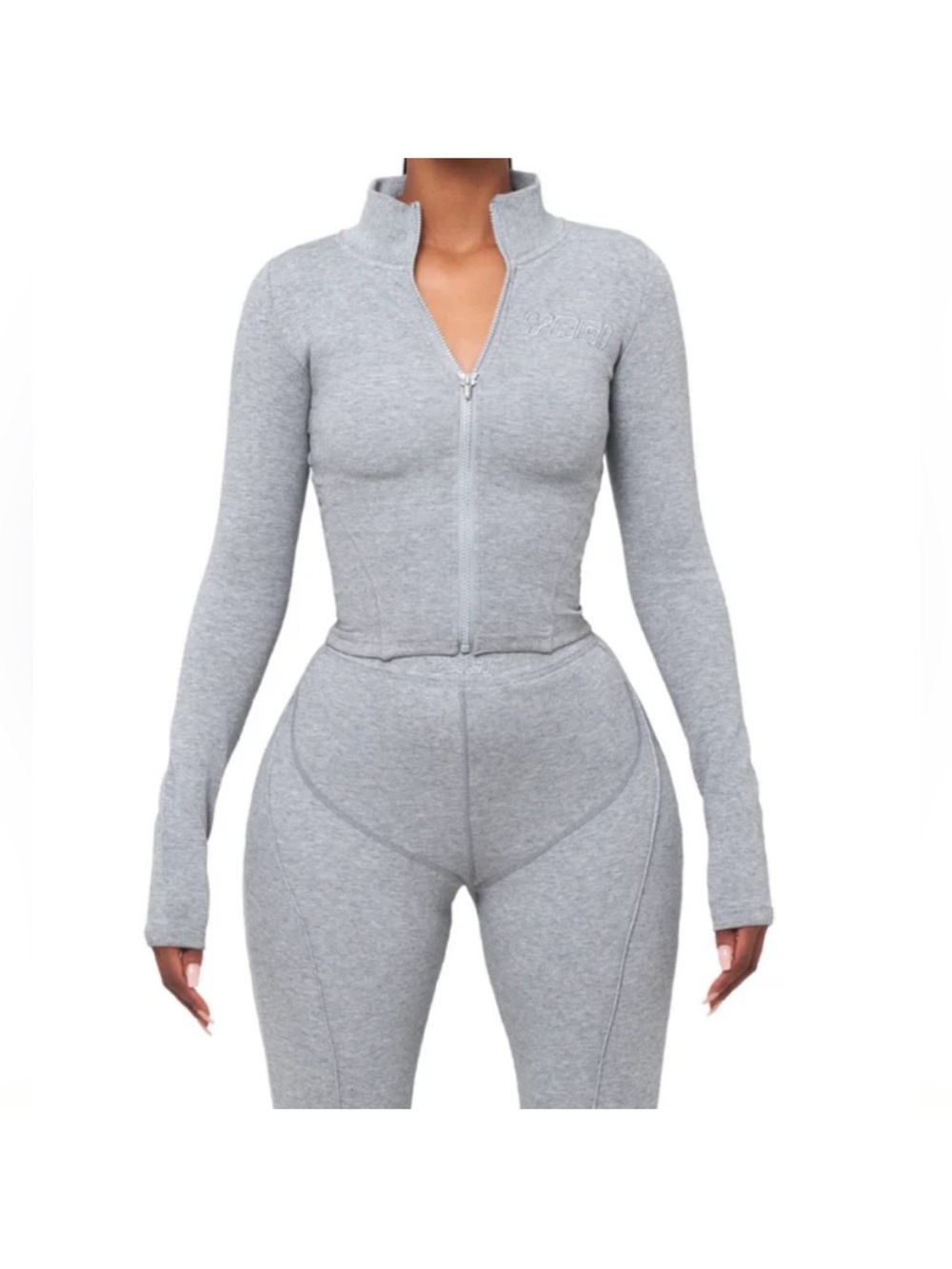 Women’s Grey Zip-Up Active Crop Jacket by